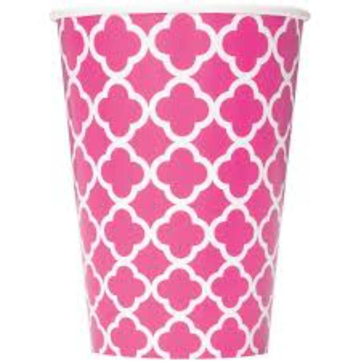 download-2026-06-29T144516-012.jpg Hot Pink Quatrefoil 12oz Cup 6ct. - Image 1