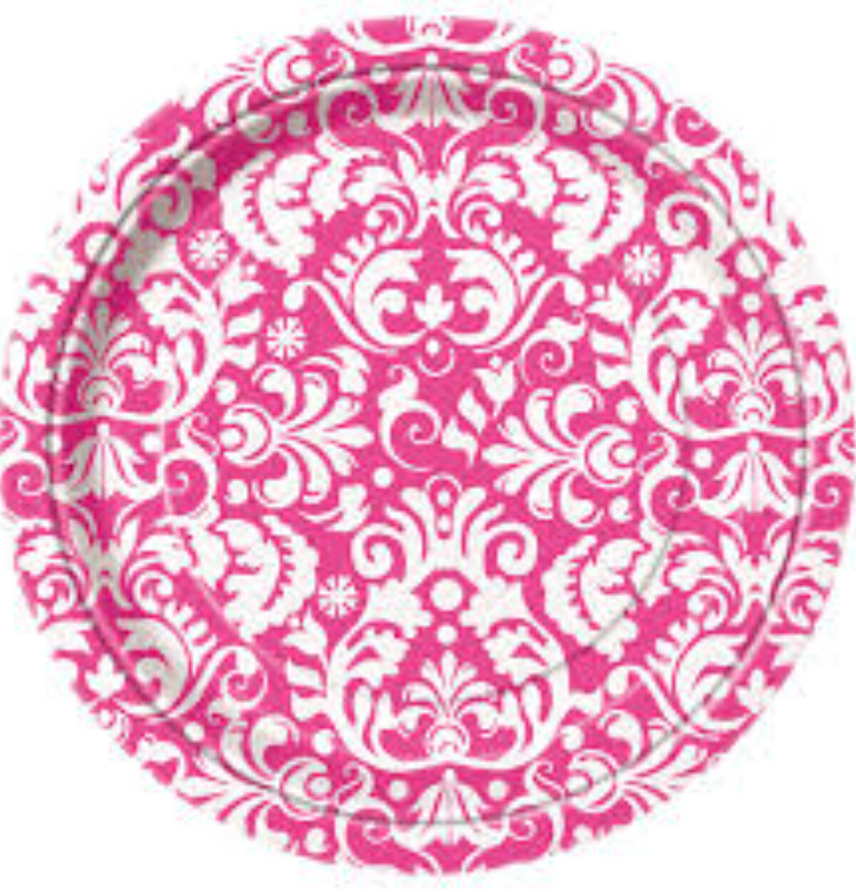 Pink Damask 7in Plates 8ct.