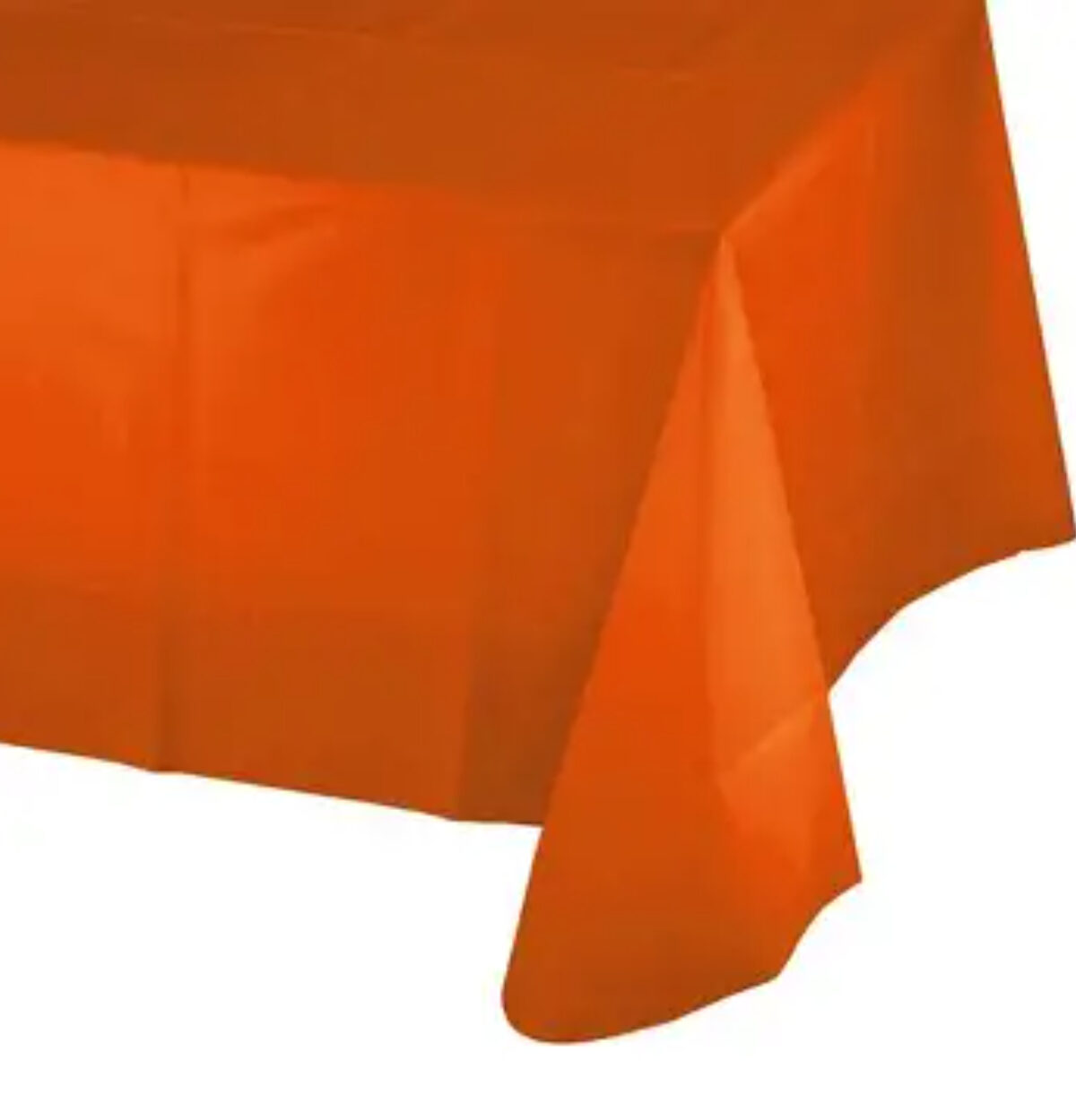Orange Solid Round Plastic Table Cover 84"