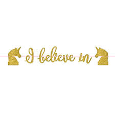 download-52-1.jpg Magical Unicorn Gold Glitter Ribbon Letter Banner - Image 1