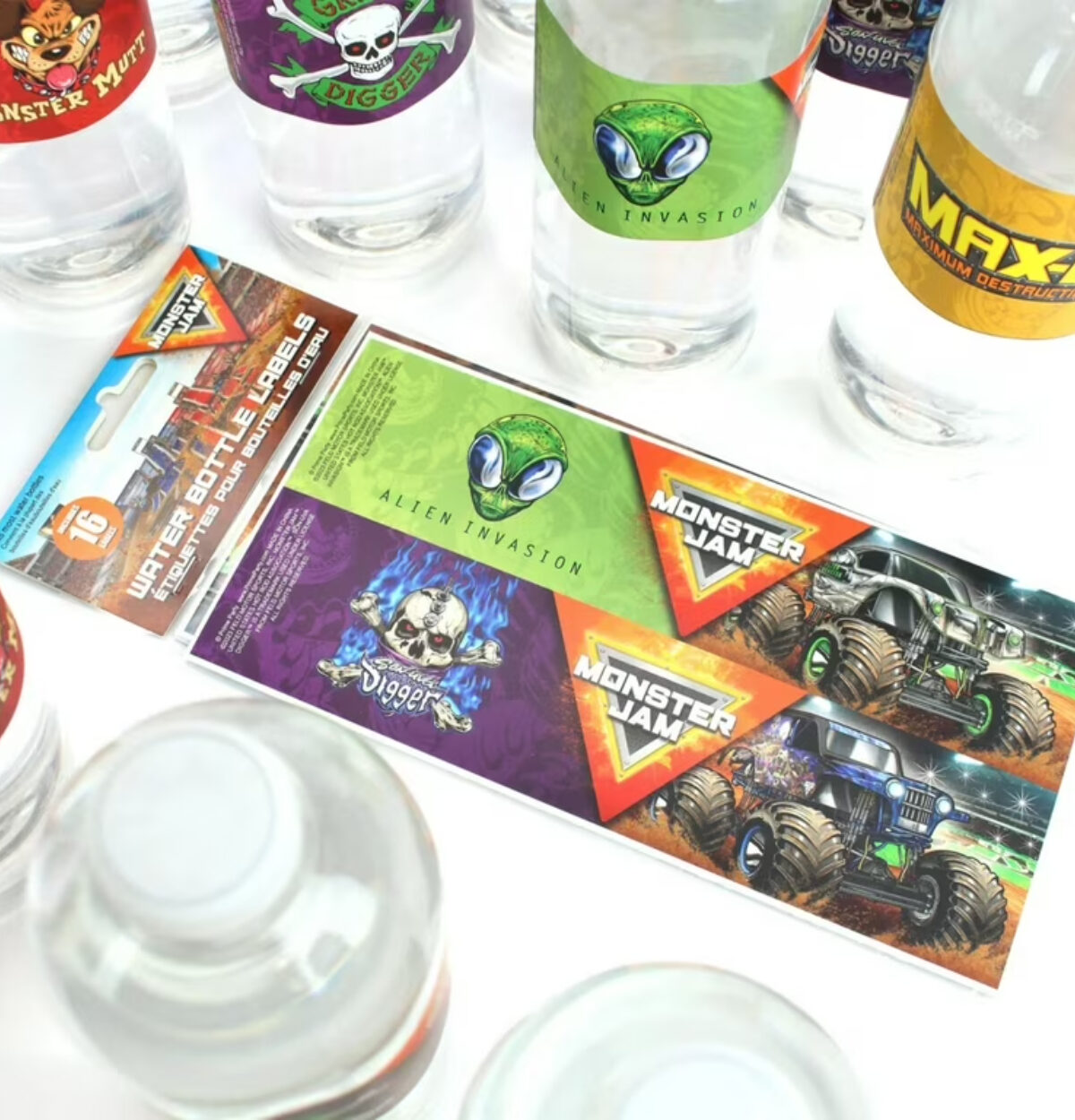Monster Jam Water Bottle Labels (Pack of 16)