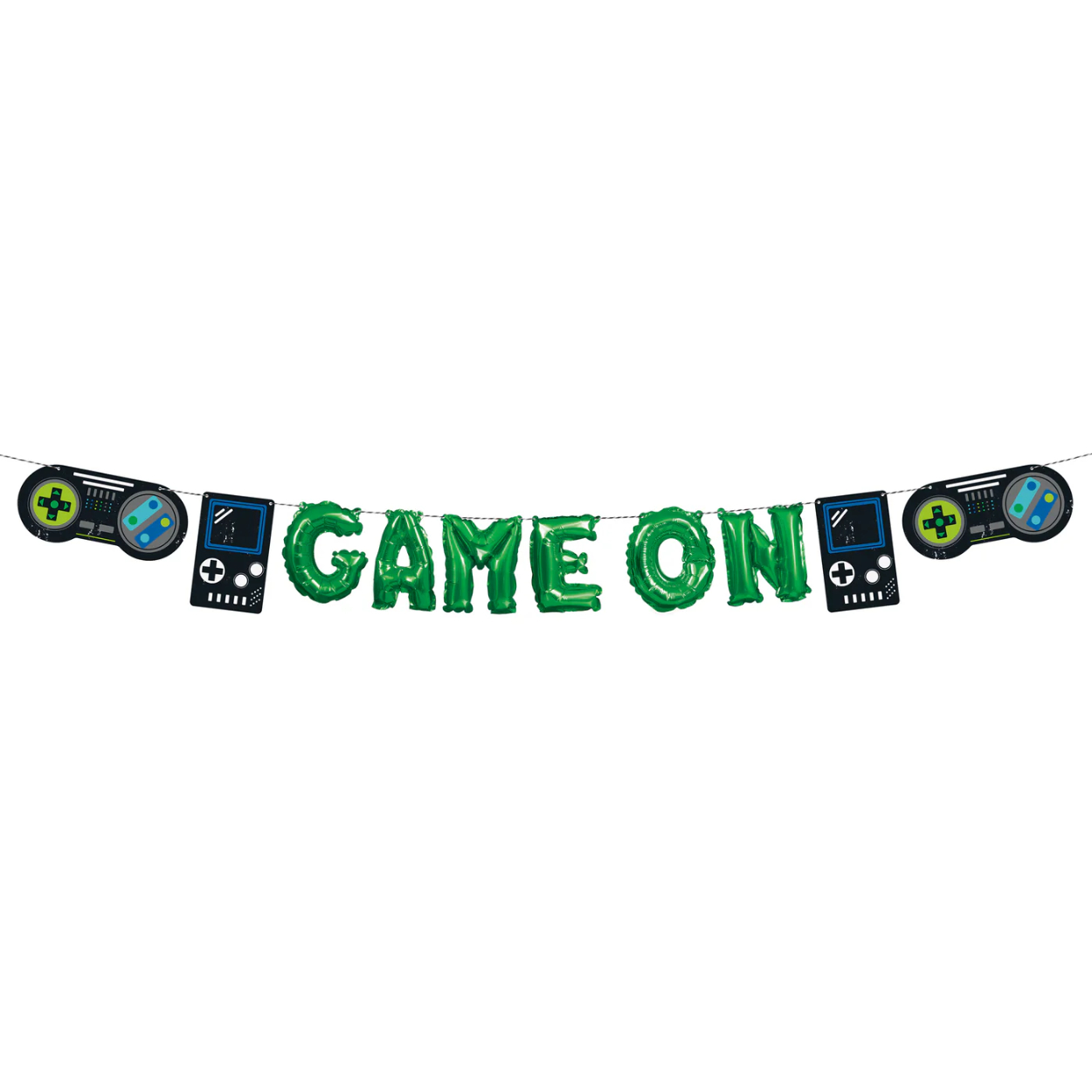 game-on-banner.jpg Gamer Birthday "Game On" Mini Foil Balloon Banner Kit - Image 1
