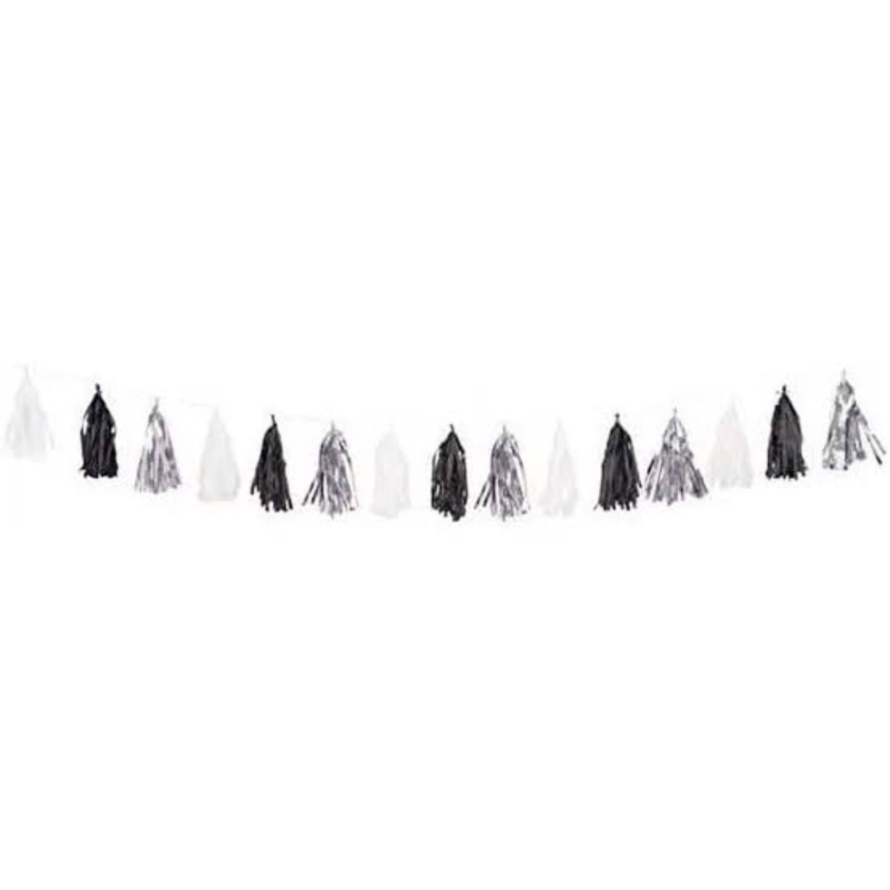 images-2026-07-04T120426-808-1.jpg Silver Black and White Tissue Tassel Garland 9 feet - Image 1
