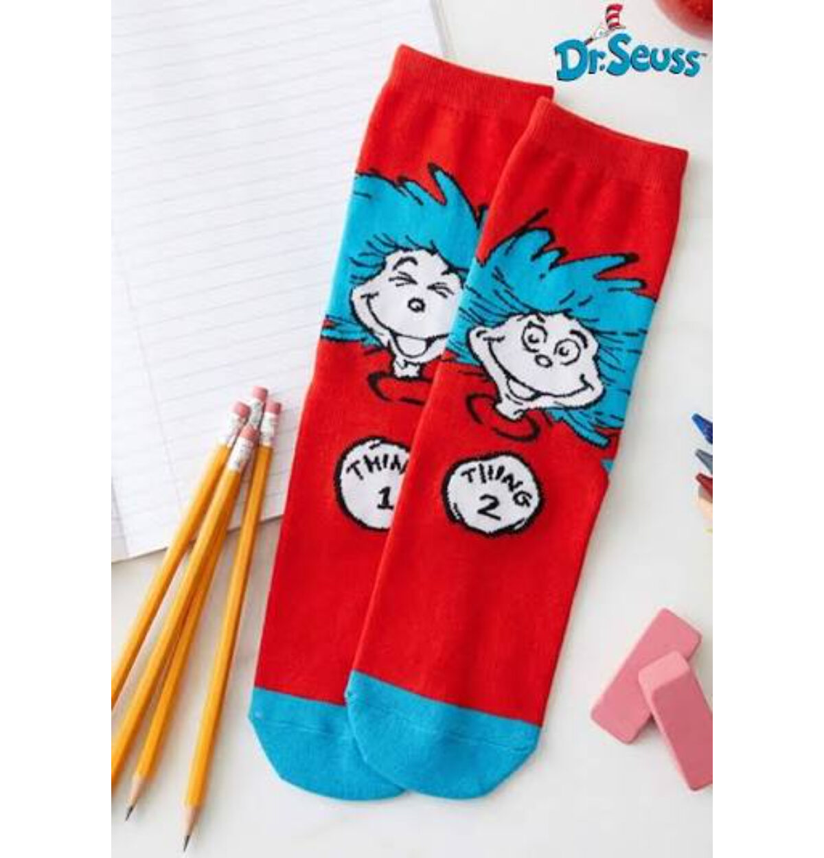 Dr. Seuss The Cat in the Hat Thing 1&2 Costume Socks Kids