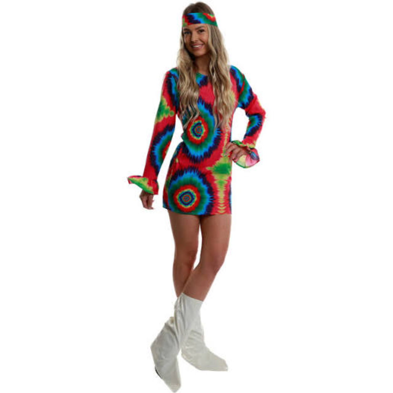 images-44.jpg 60S NEON TYE DYE GIRL WOMEN'S COSTUME X-LARGE 18-20 - Image 1
