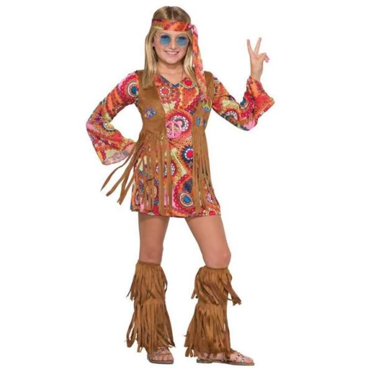 images-52-2.jpg Peace Lovin Hippie Kids Costume L - Image 1