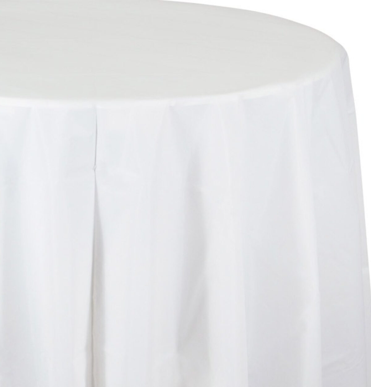 WHITE 120 ROUND POLYESTER TABLECLOTH