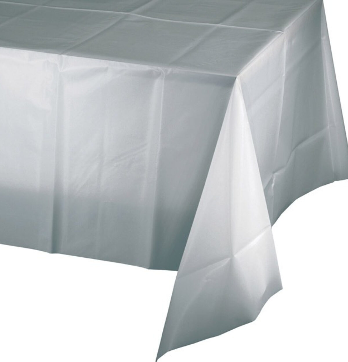 Shimmering Silver Plastic Table Cover 54"x108"
