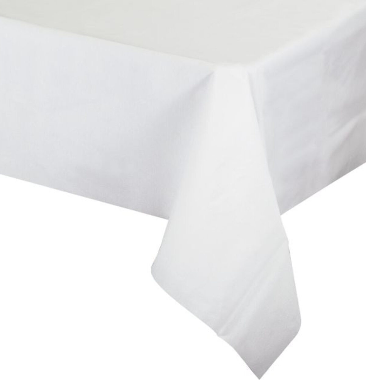 RECTANGLE WHITE FABRIC TABLECLOTH 1CT 56" X 110"