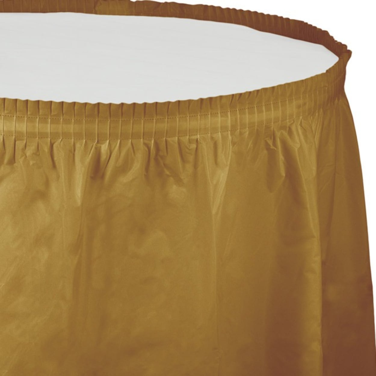 imgi_36_10442.jpg Glittering Gold Plastic Table Skirt 29in x 14ft - Image 1