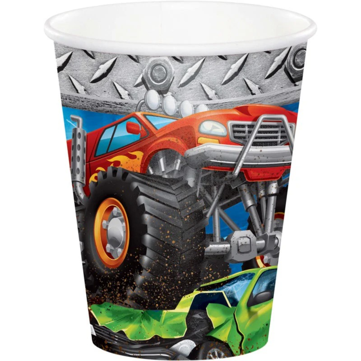 imgi_52_1150739017.jpg Monster Truck Rally 9oz Cups 8ct. - Image 1