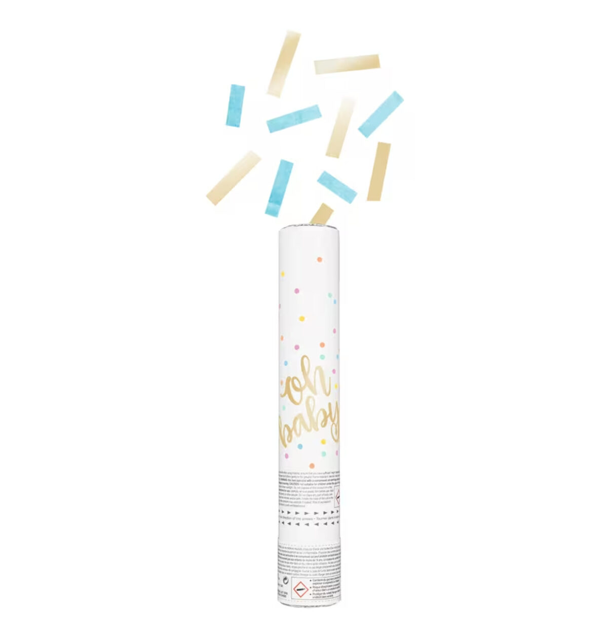 Oh Baby Blue and Gold Confetti Cannon