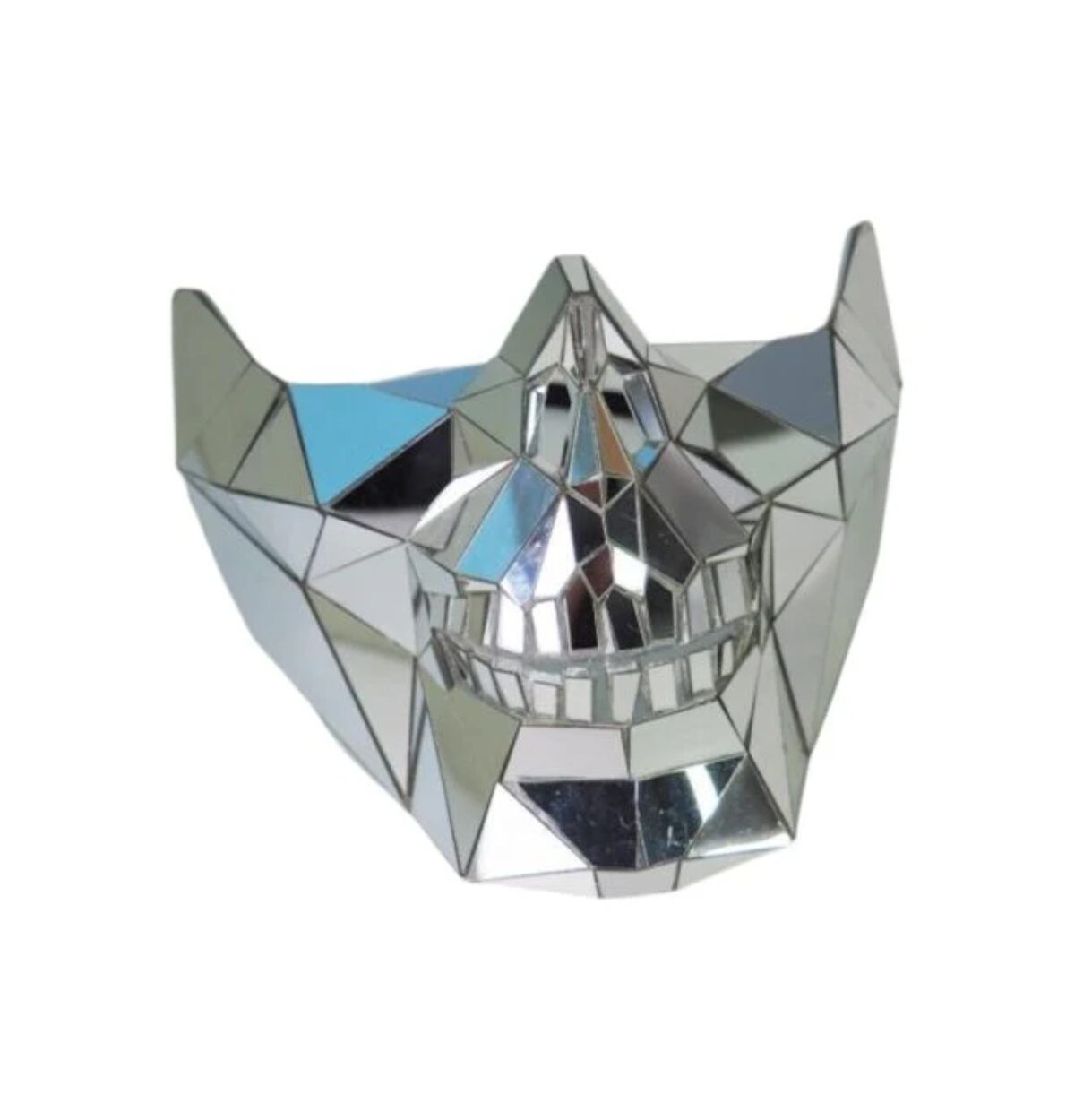 Mirror Half-Face Skeleton Mask Silver
