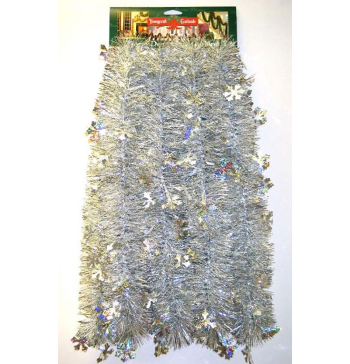 Holographic Silver Snowflakes w/ Silver Garland 10'