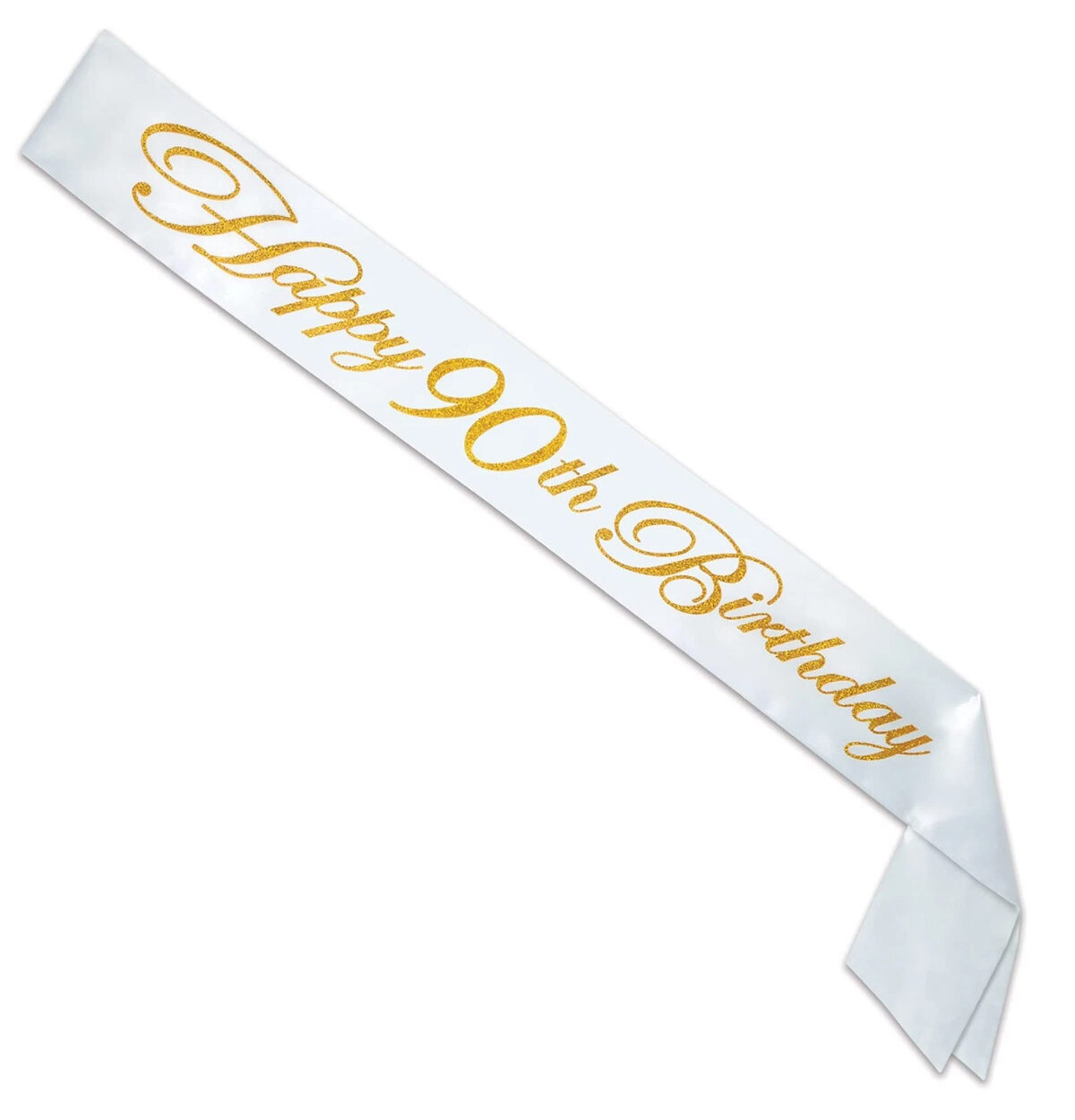 Glittered Happy "90th" Birthday Satin Sash
