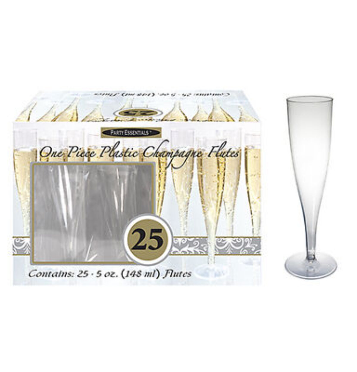 5 OZ. 1 PC. CHAMPAGNE FLUTES BOX SET CLEAR 25 CT.