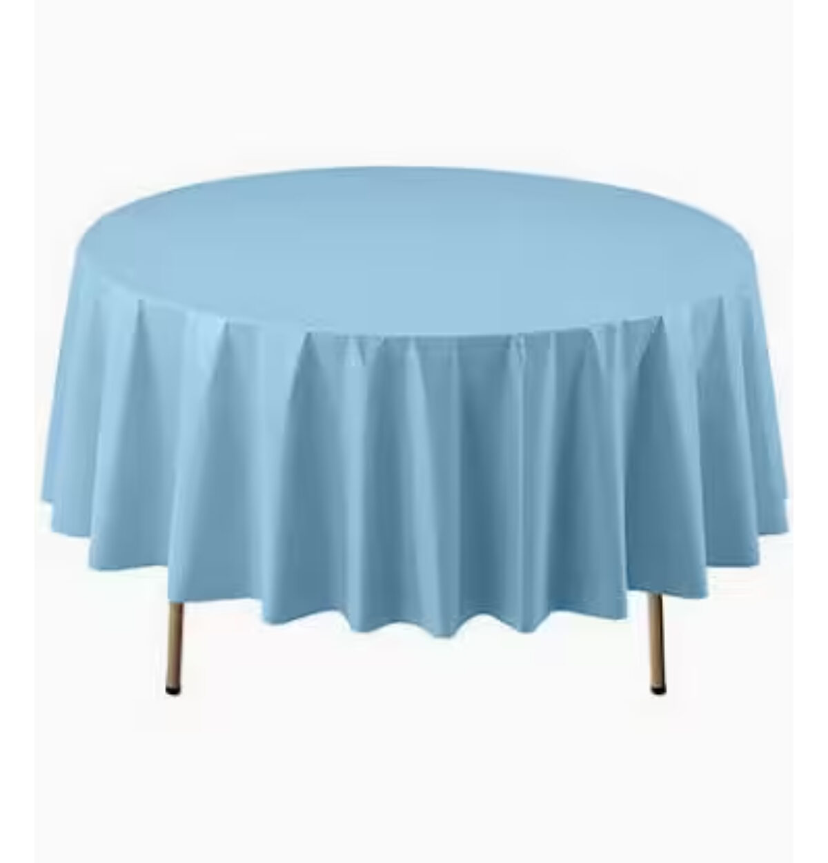 Powder Blue Solid Round Plastic Table Cover 84"