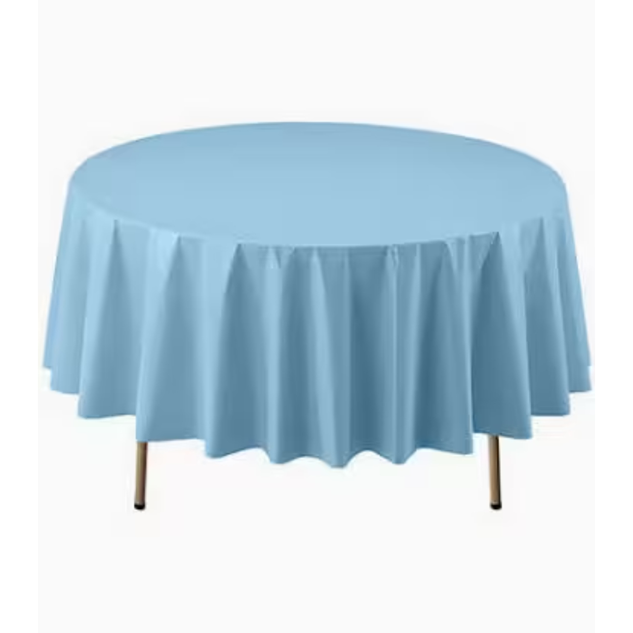 shopping-1-1.jpg Powder Blue Solid Round Plastic Table Cover 84" - Image 1