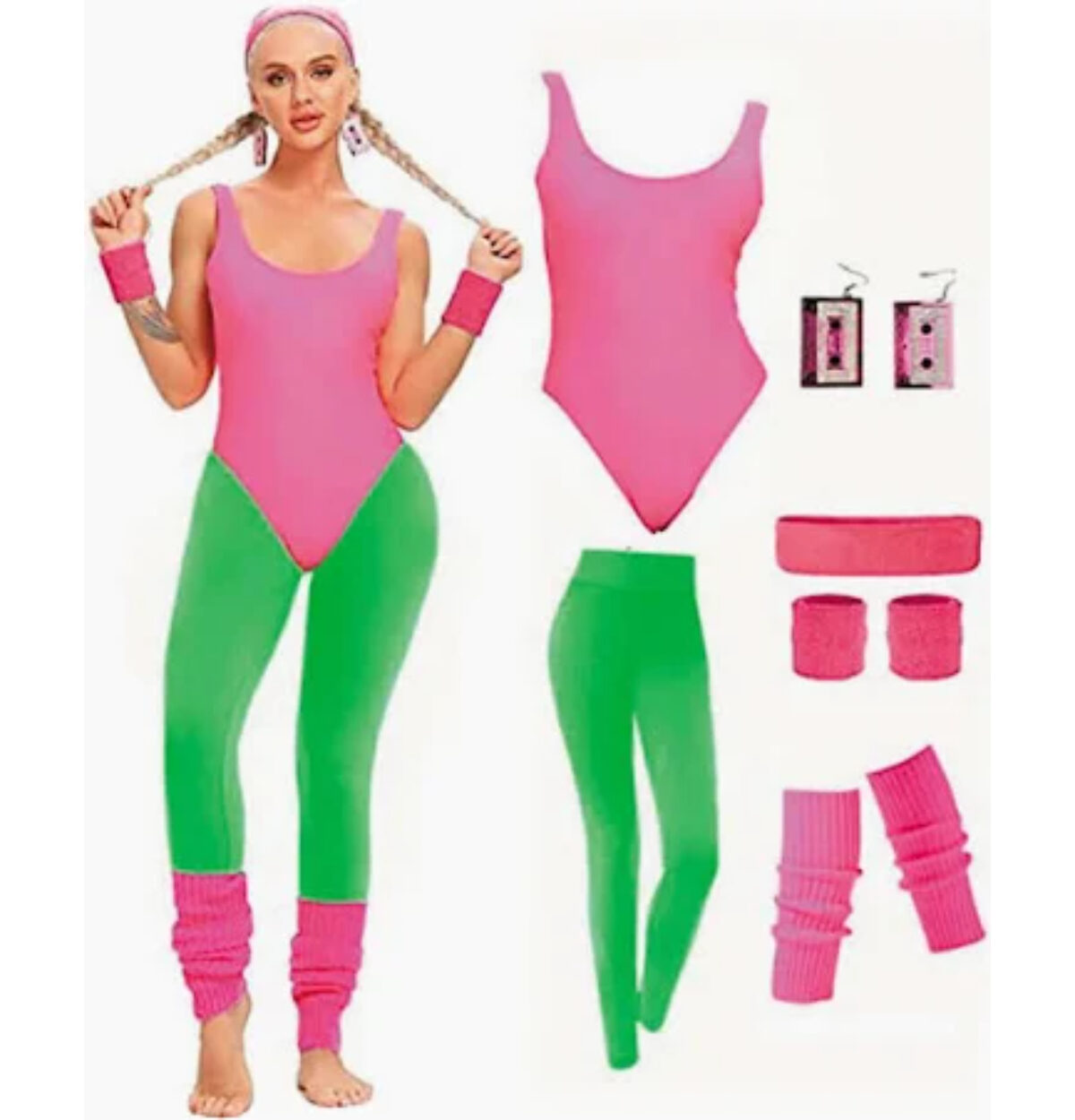 80s Workout Adult Costume Green/Pink