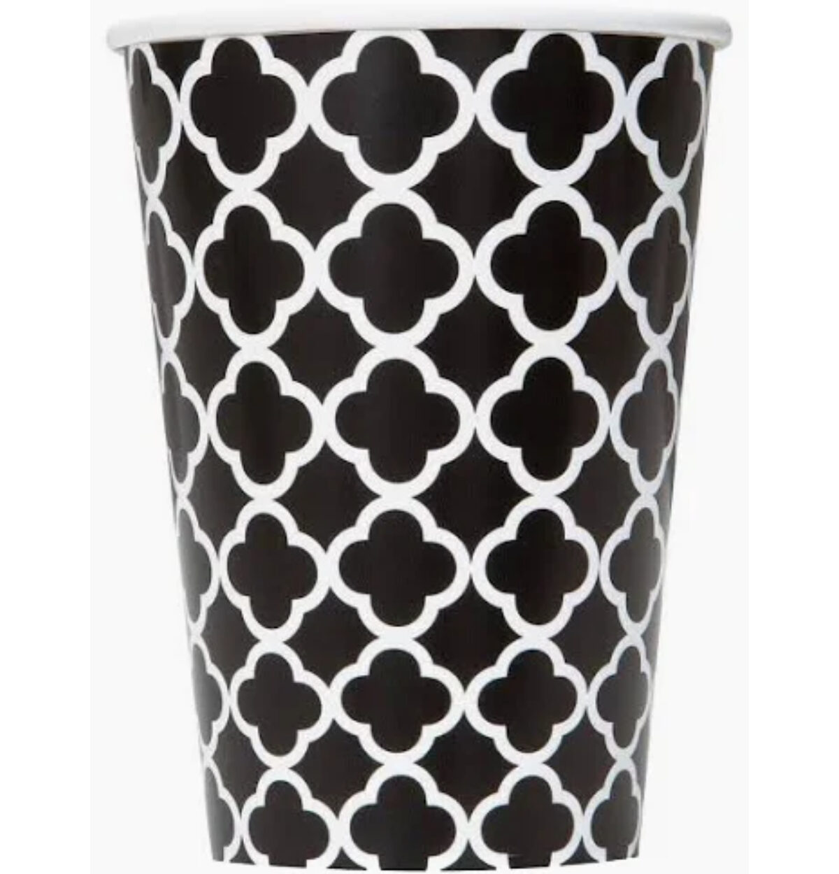 Black Quatrefoil 12oz Cup 6ct.
