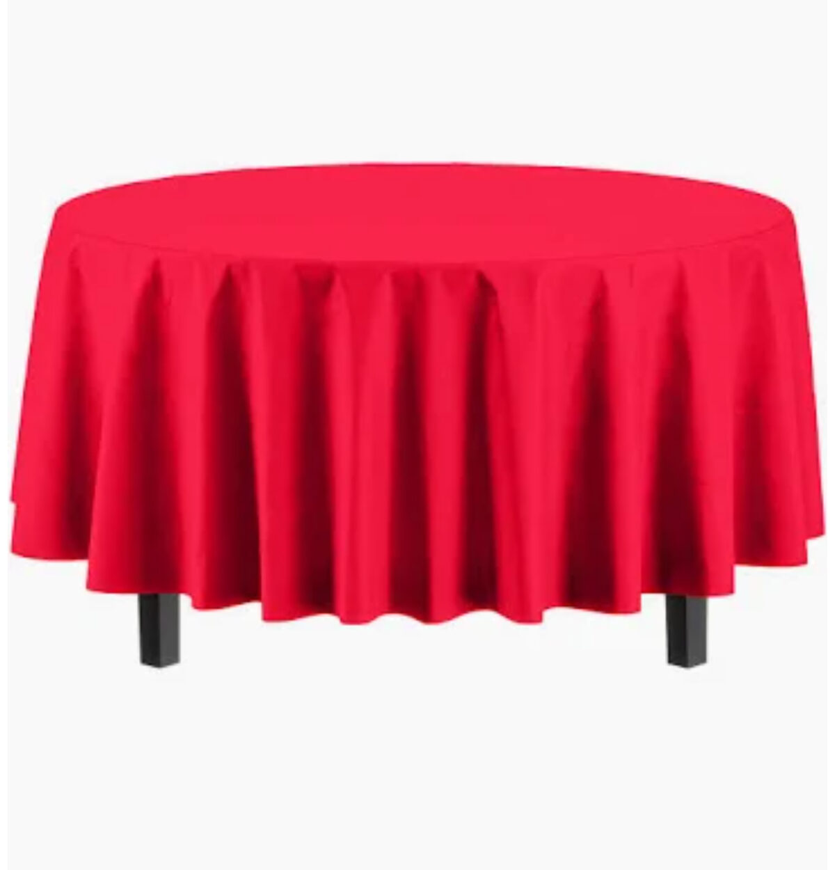 Red Solid Round Plastic Table Cover 84"