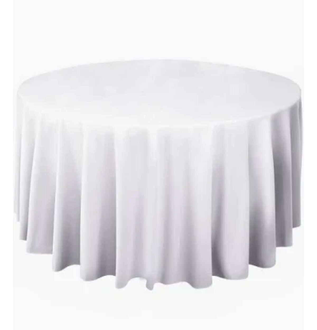 96" ROUND FABRIC TABLECLOTH, 1 PC/PACK White