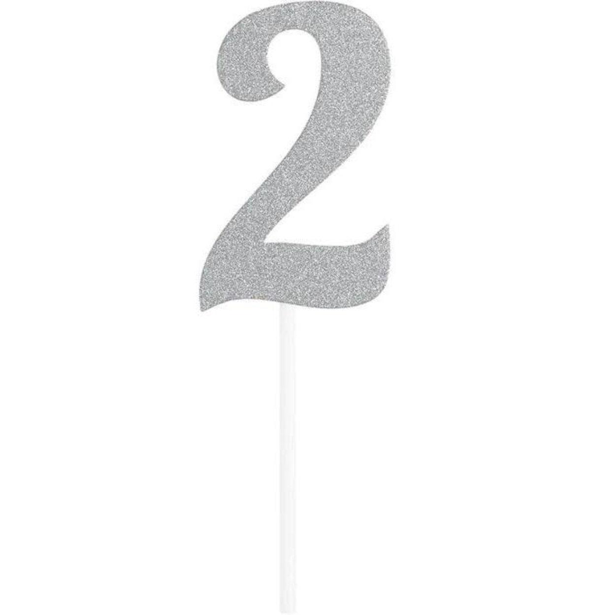 Silver Number 2 Cake Topper