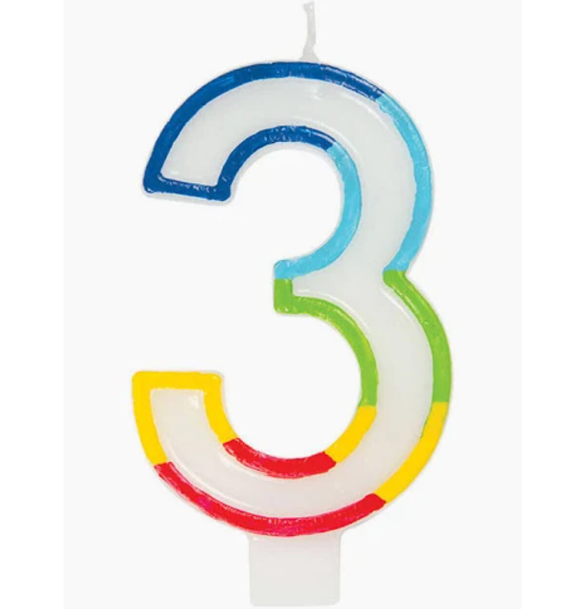 Rainbow Border Number 3 Birthday Candle