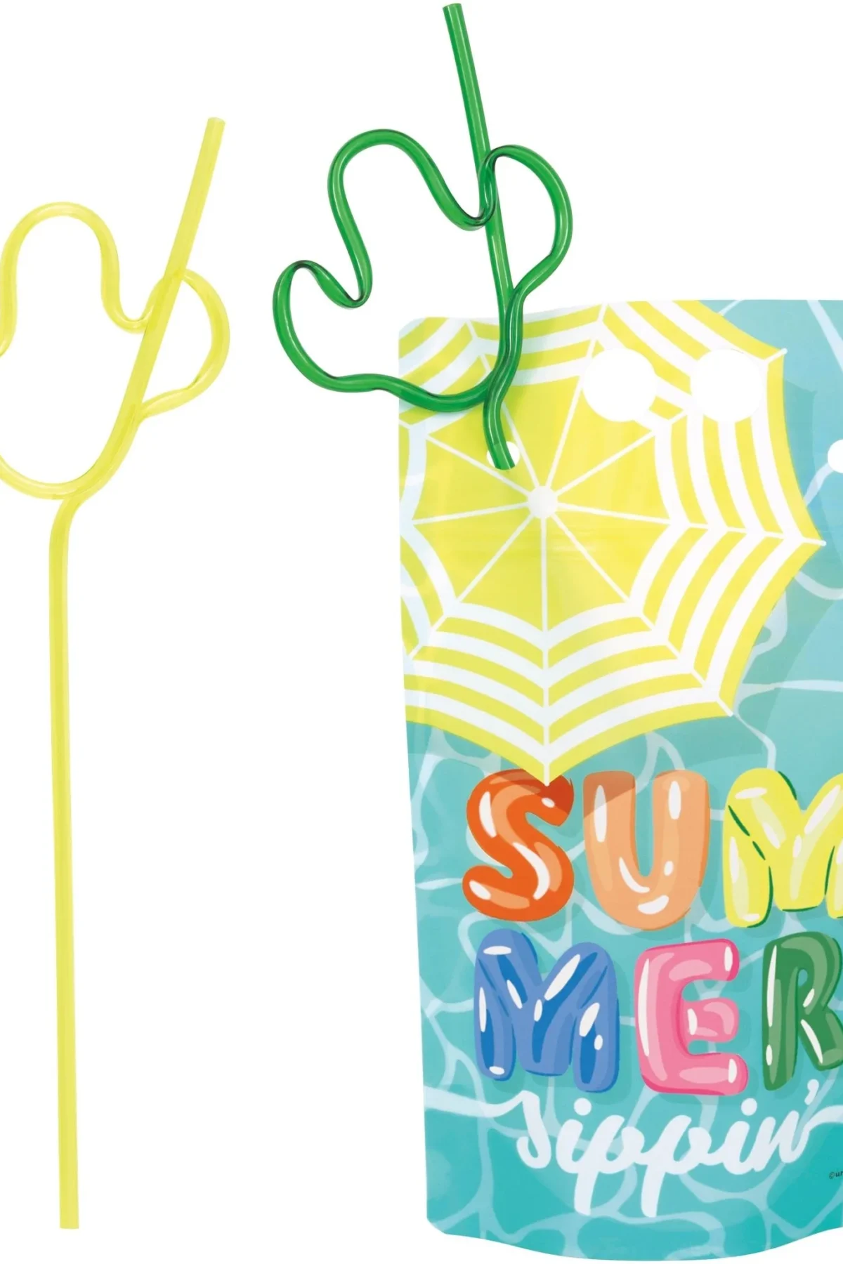 Summer Sippin’ Drink Pouches with Cactus Straws - 18 oz, 4 ct.