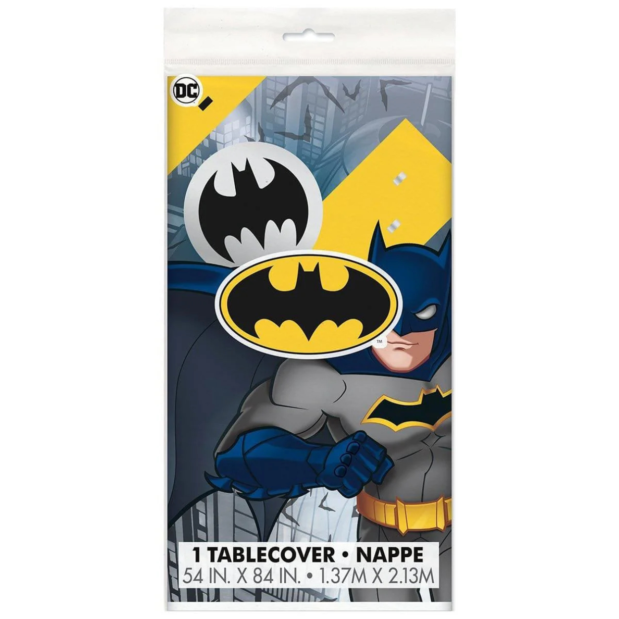 unique-party-favors-kids-birthday-batman-tablecover-011179775132-14803112427580.jpg Batman Rectangular Plastic Table Cover 54" x 84" - Image 1