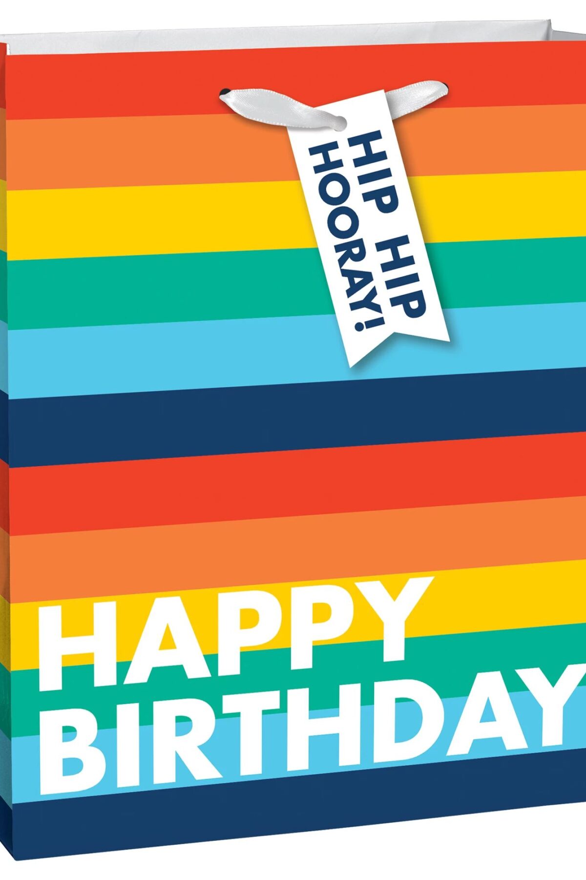 Happy Birthday Rainbow Stripe Large Bag