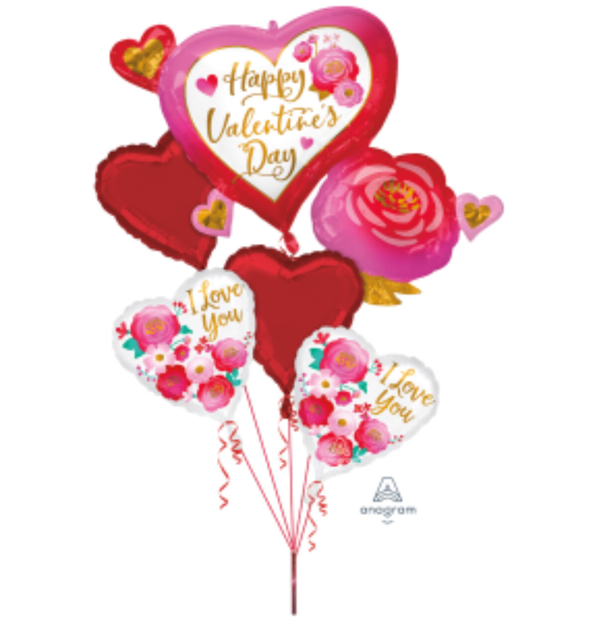 HEART &ROSE HAPPY VALENTINE'S DAY BALLOON PACKAGE