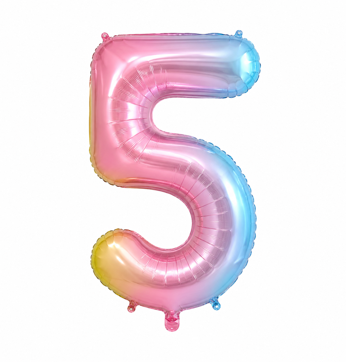34" Rainbow Number 5 Foil Balloon