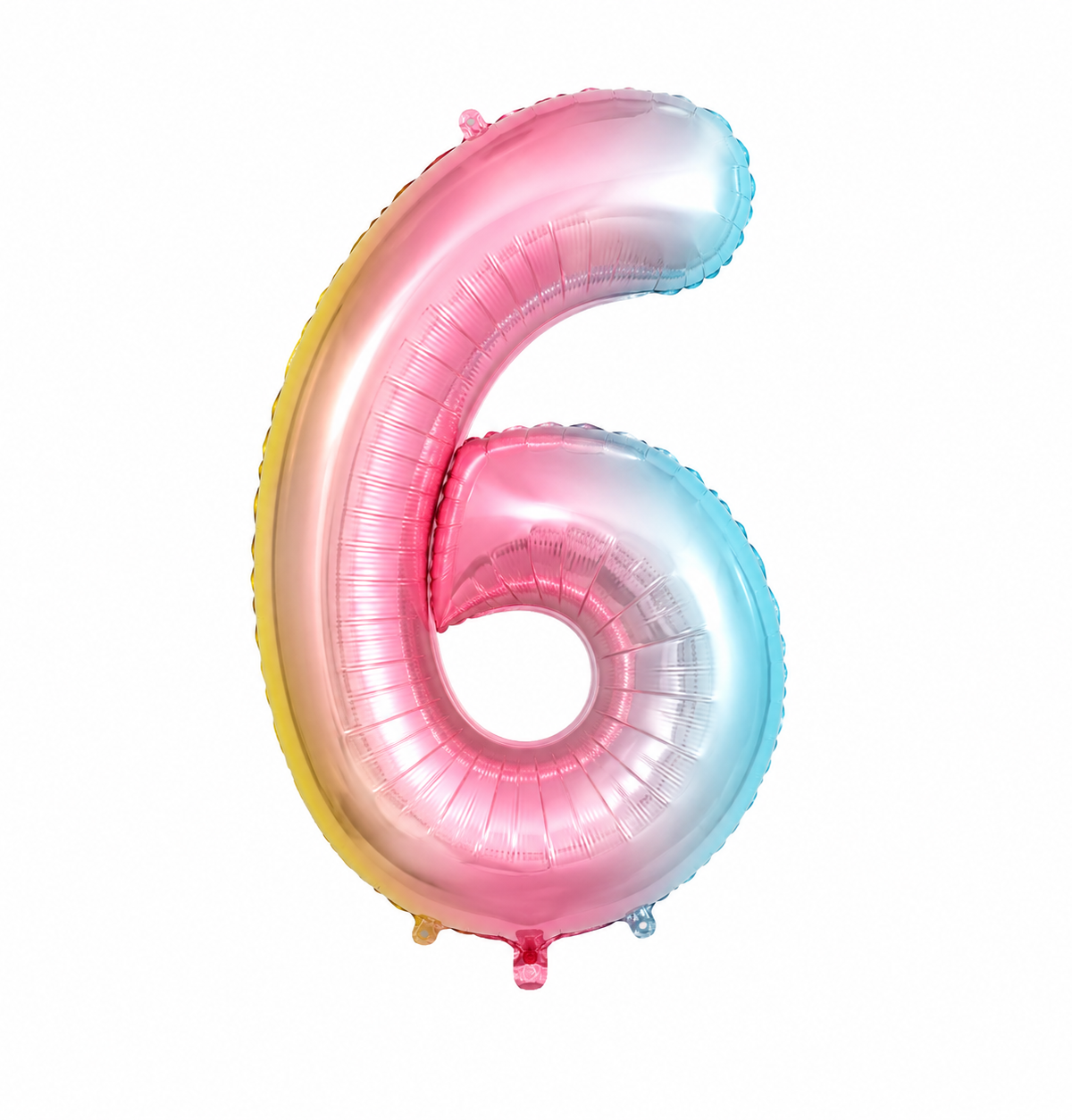 34" Rainbow Number 6 Foil Balloon