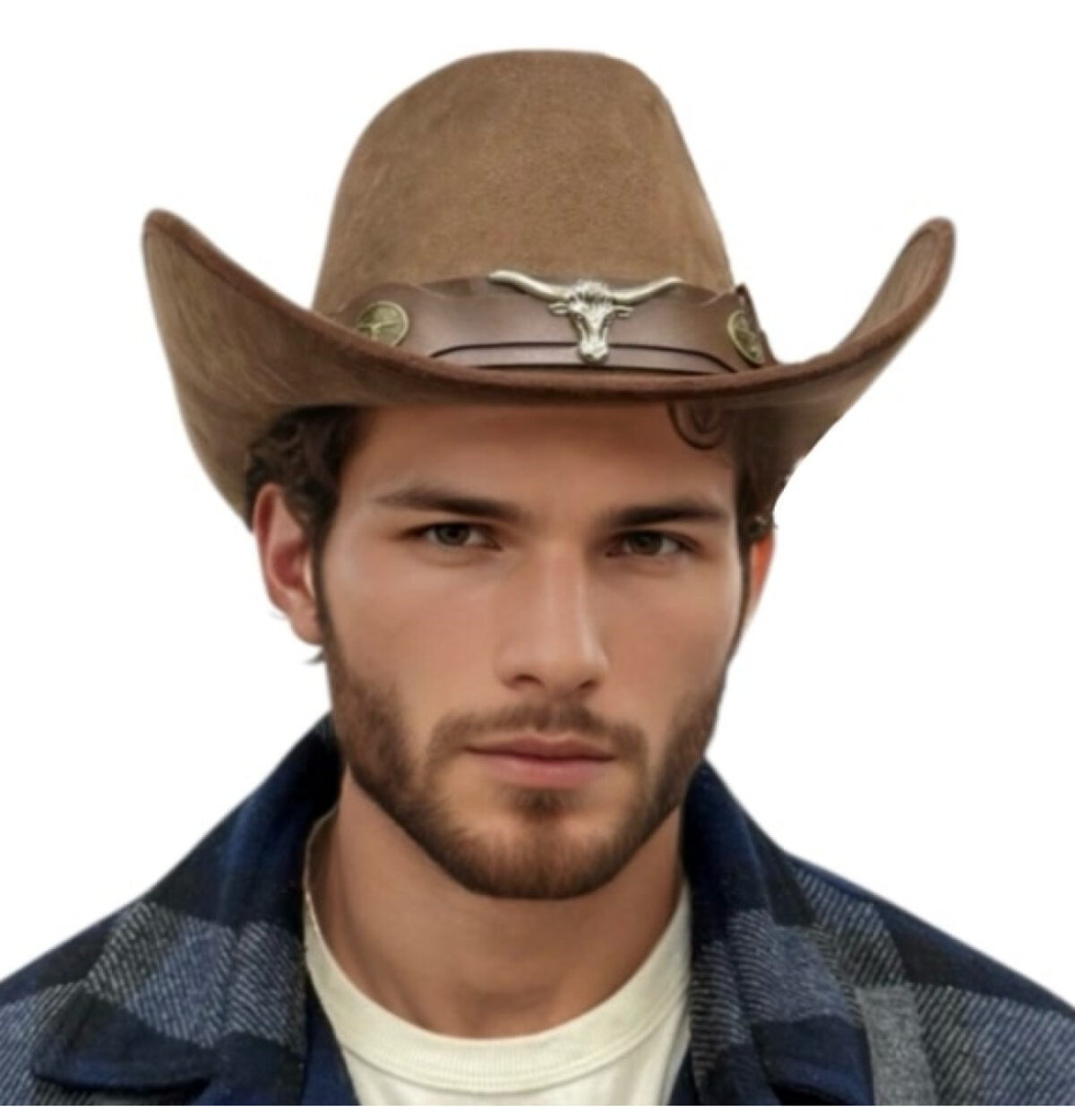 LIGHT BROWN LONGHORN COWBOY HAT