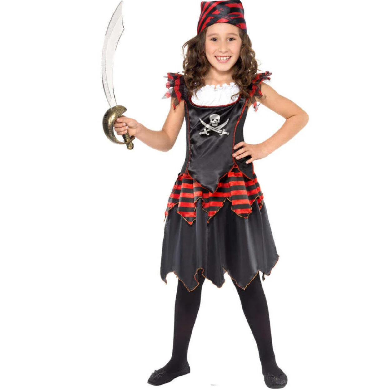Smiffy's Black Pirate Skull & Crossbones Girl Costume