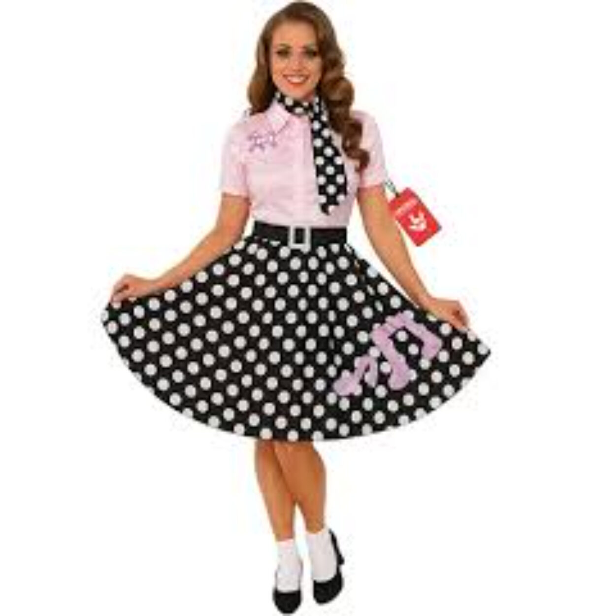 50S STYLE LIGHT PINK POODLE SKIRT AND NECKTIE WOMEN'S COSTUME LARGE 14-16