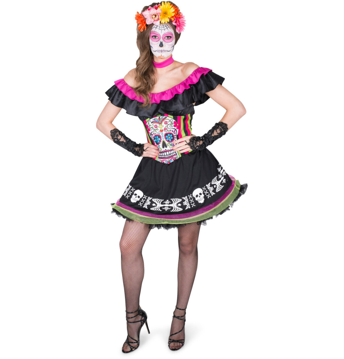 DAY OF THE DEAD MARIACHI BAND GIRL WOMEN'S COSTUME MEDIUM 10-12