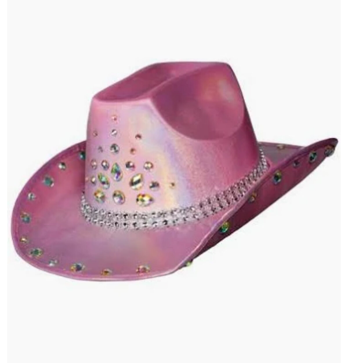 HOLOGRAPHIC COWBOY HAT WITH DIAMOND STUDS