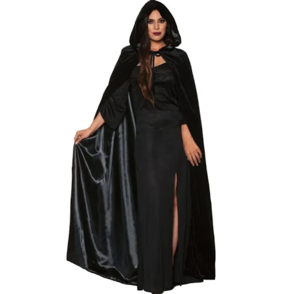 VELVET CAPE WITH COLLAR - BLACK - ONE SIZE