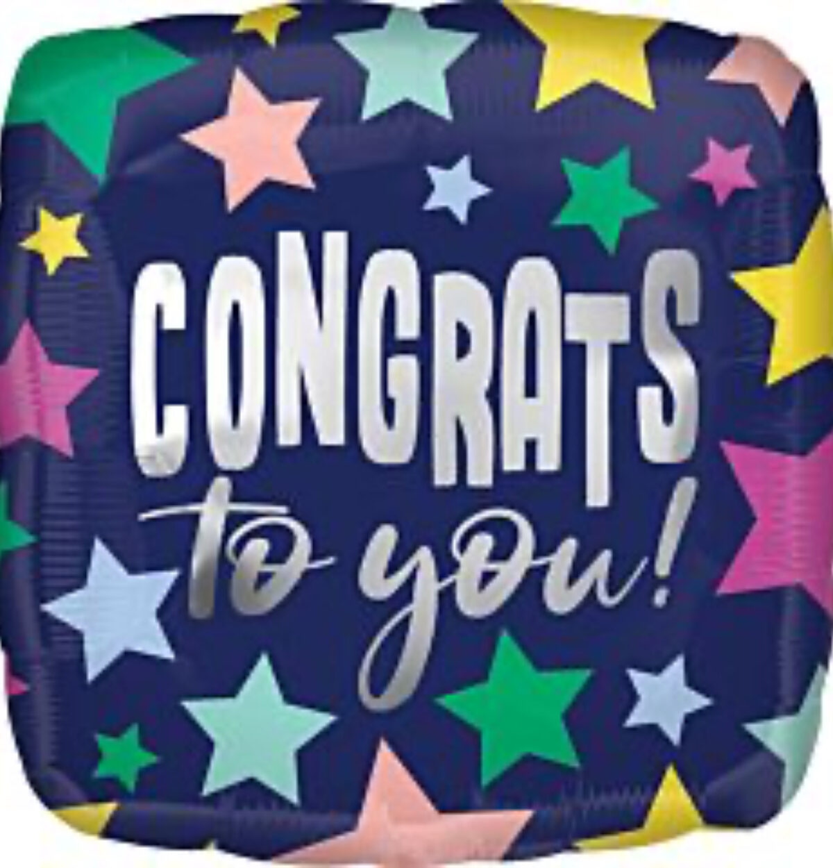 18" Congrats Stars On Navy Balloon
