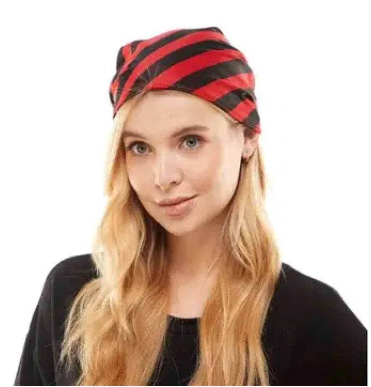 RED & BLACK STRIPED PIRATE HEADSCARF - OS