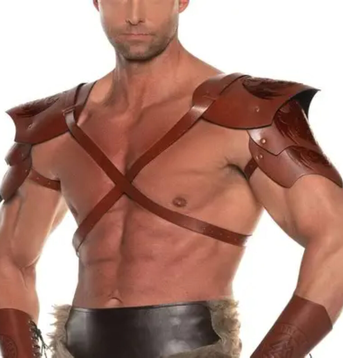 OS - Dragon Warrior Faux Leather Double Shoulder Pauldron