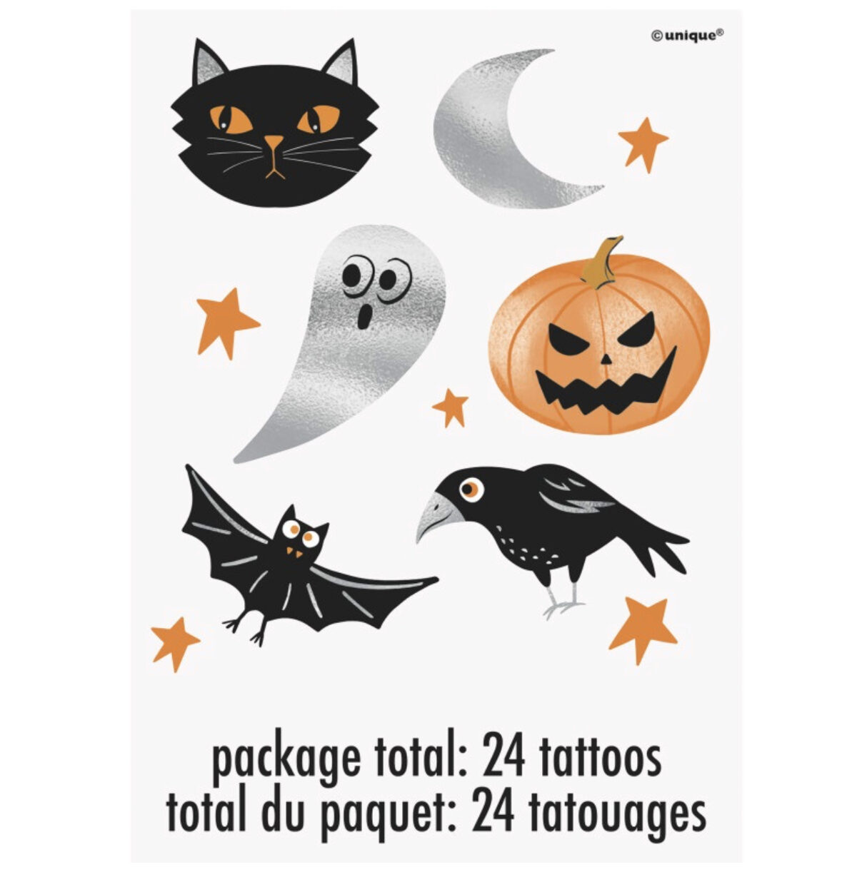 Bats & Boos Halloween Silver Foil Tattoos 24ct.