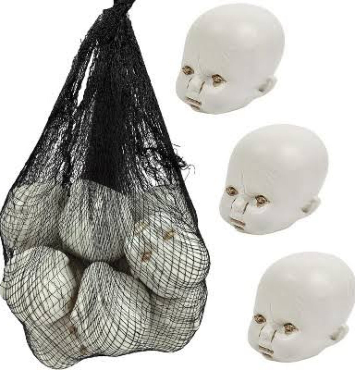 Bag of Doll's Heads in Mesh Bag