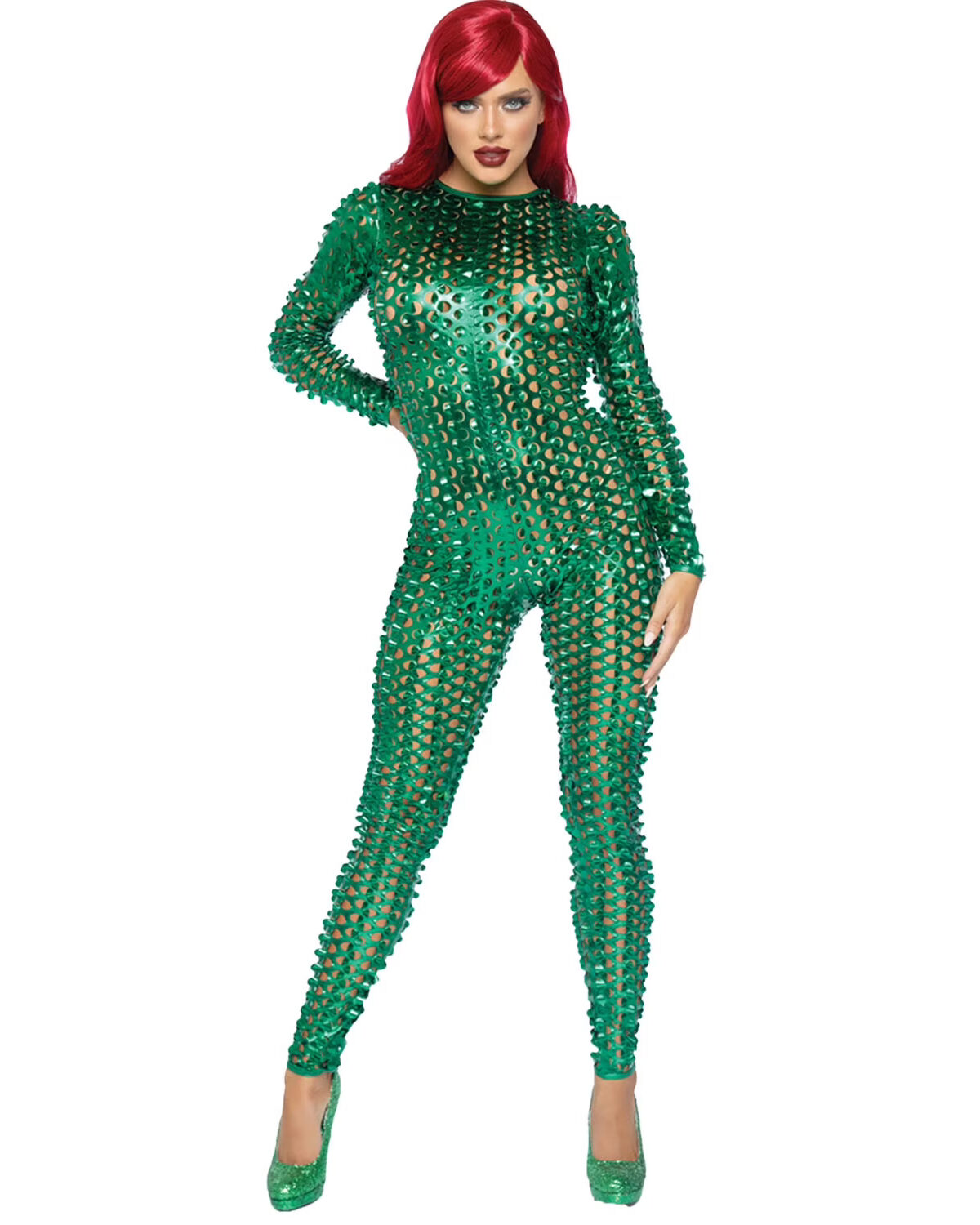 Adult Green Laser Cut Catsuit costume