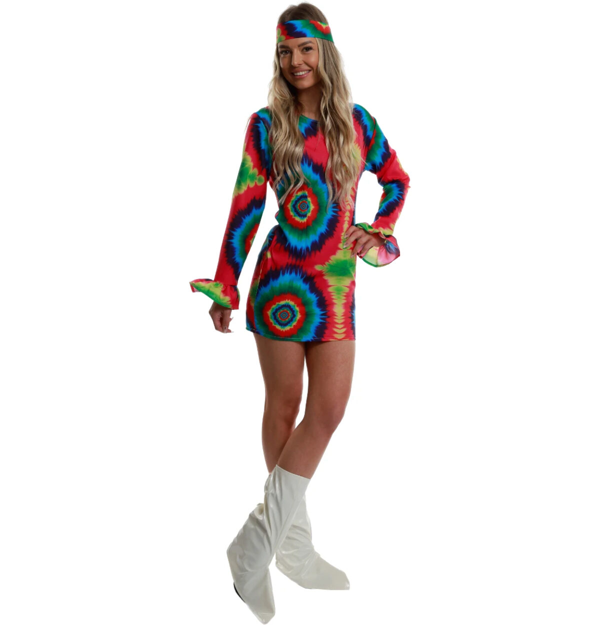 60S NEON TYE DYE GIRL WOMEN'S COSTUME